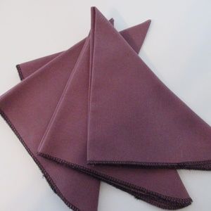 4 handmade plum color cloth napkins